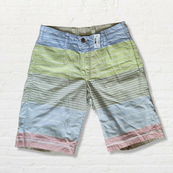 NWT Tailor Vintage Reversible Shorts Men's Size 28 Pastel Stripes and Khaki - Picture 2 of 8
